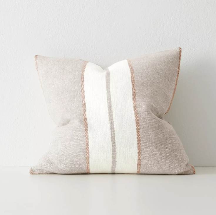 Shop the Ottavio 50x50cm cushion – a chunky striped linen-blend design, perfect for layered styling or as a relaxed, textural accent in your home.