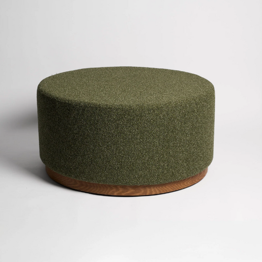 Organic-inspired Hickory Ottoman used as seating or footrest