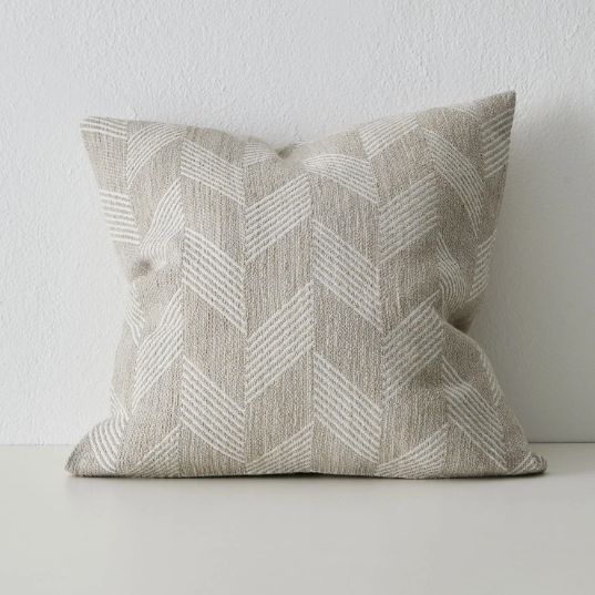 Riva Natural linen cushion with geometric chevron pattern – BLACK Concept Store