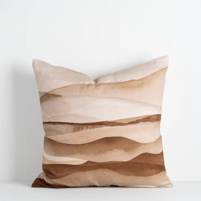 Namib cushion with sand and warm brown dune-inspired print