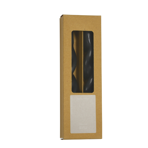 Boxed set of 2 Candles. Twist Design. Paraffin Wax