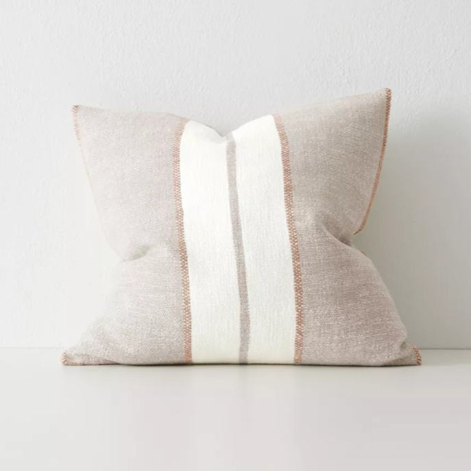Hard-wearing decorative cushion in neutral tones