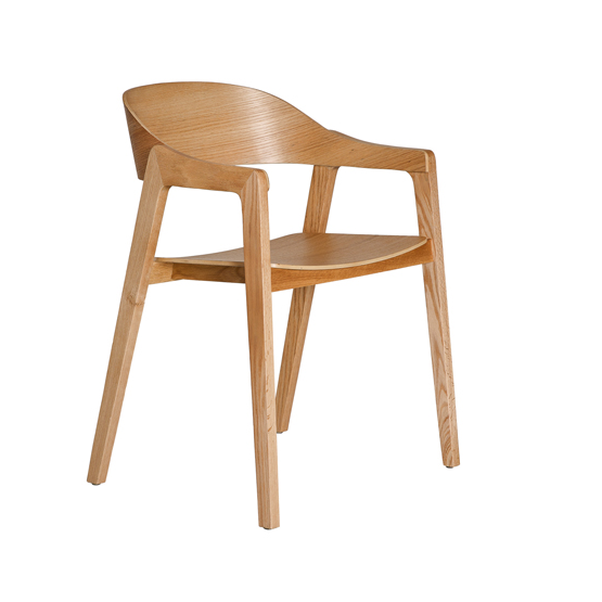 Oak Timber Dining Chair. Solid construction with arms