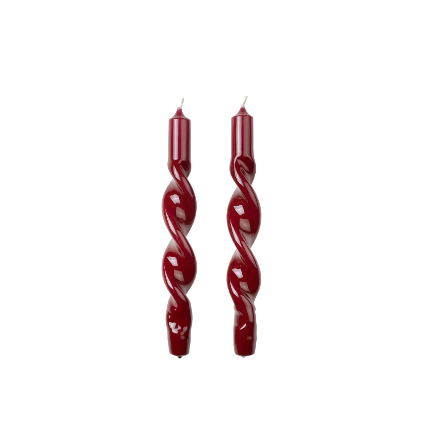 Boxed set of 2 Candles. Twist Design. Paraffin Wax