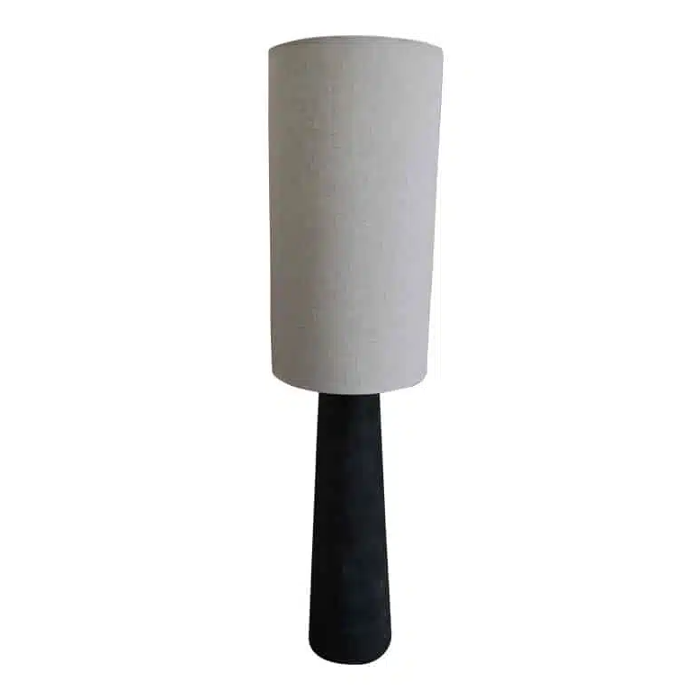 Lamp with a white shade and black base