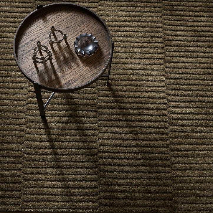 Anni wool rug in natural sand tone with textured linear pattern