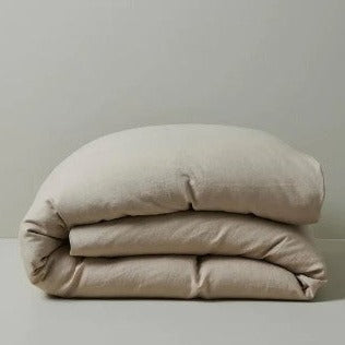 Ravello French flax linen quilt cover in shell colour