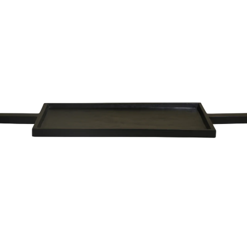 Wooden serving tray with black handles. Platter Board. Food Safe