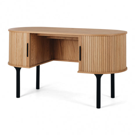 Palliser sliding door entertainment unit in solid oak