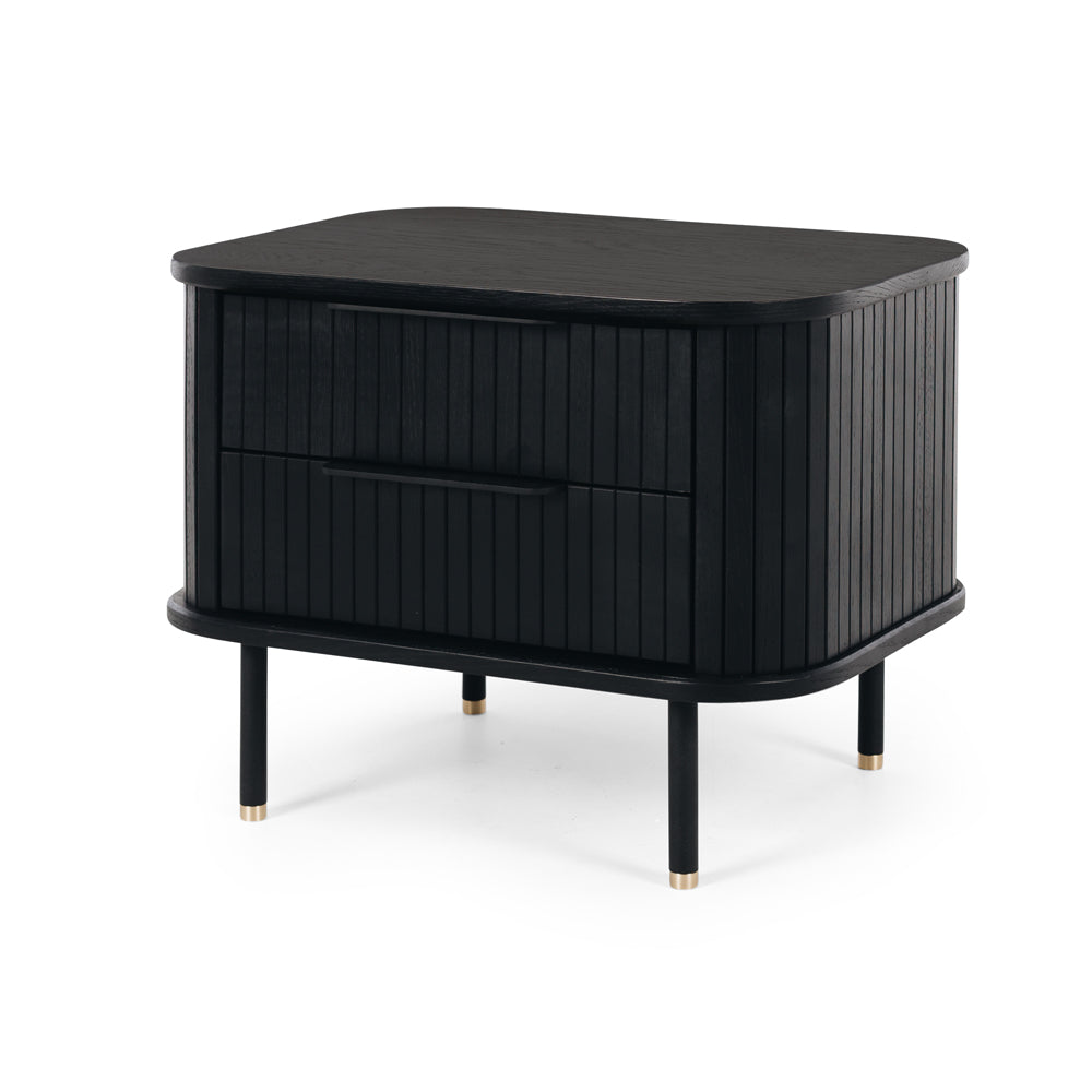 Modern oak bedside table with 3 drawers for storage