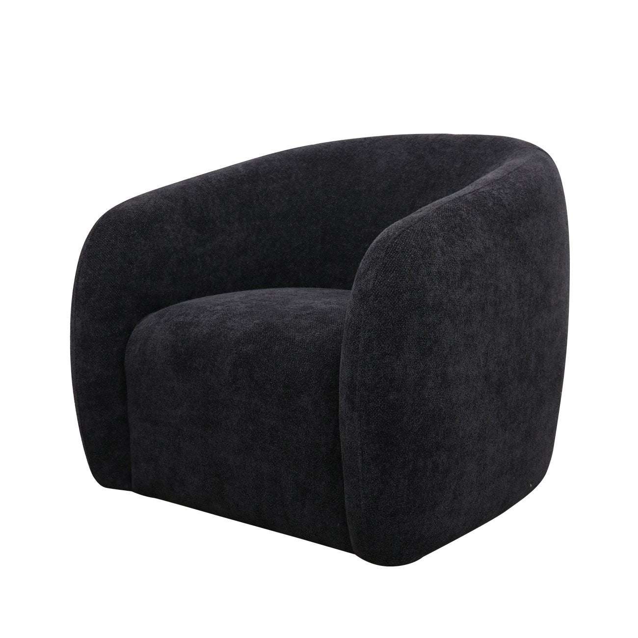 A sculptural swivel chair with deep comfort, tailored curves, and a timeless, versatile design.