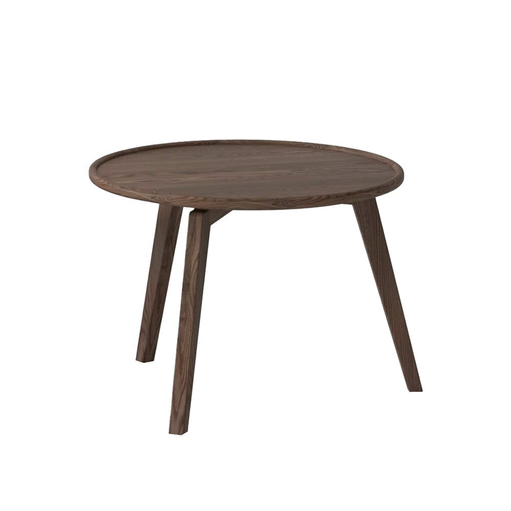 Walnut finish round nesting coffee table. Oak Timber