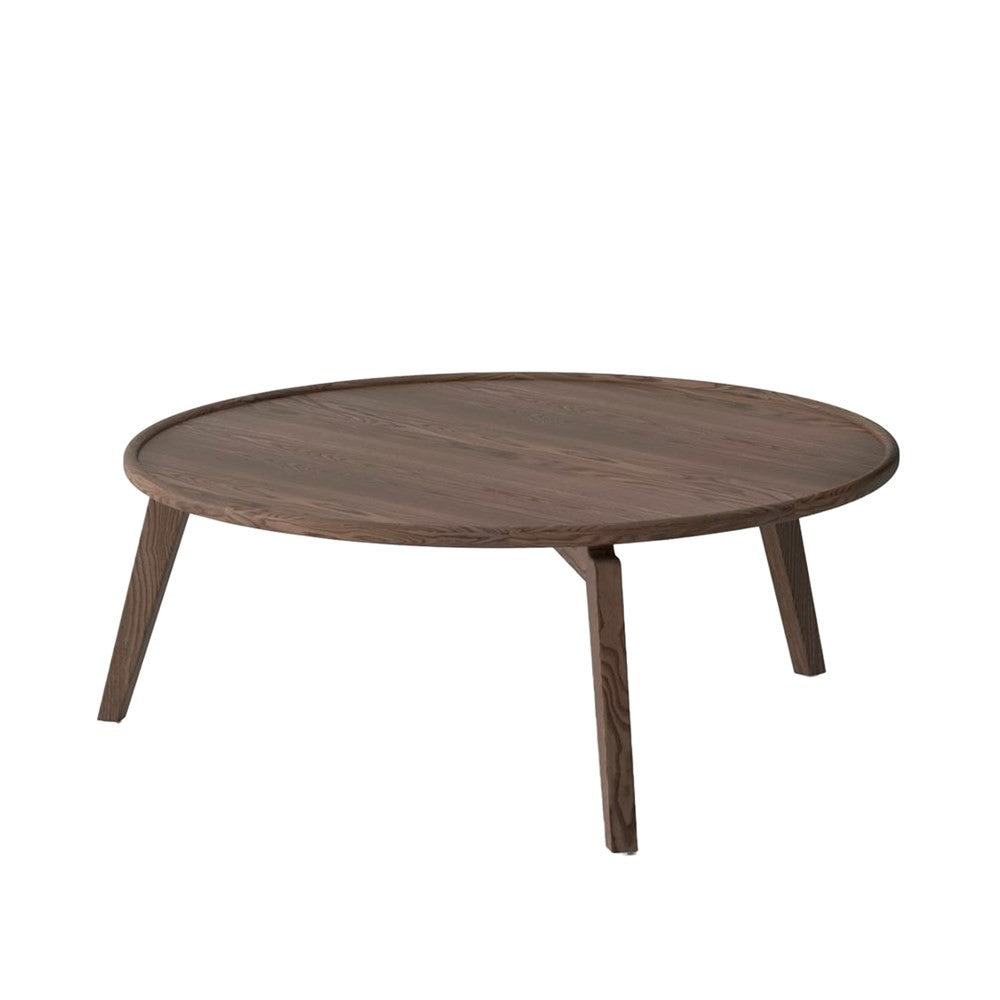 Walnut finish round nesting coffee table. Oak Timber