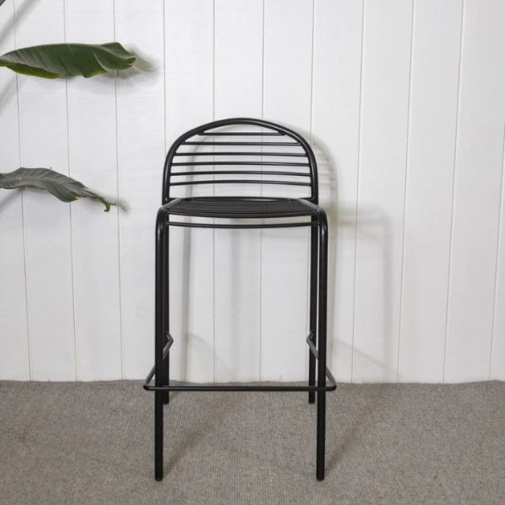 Hoy Bar Stool with powder-coated steel frame in black