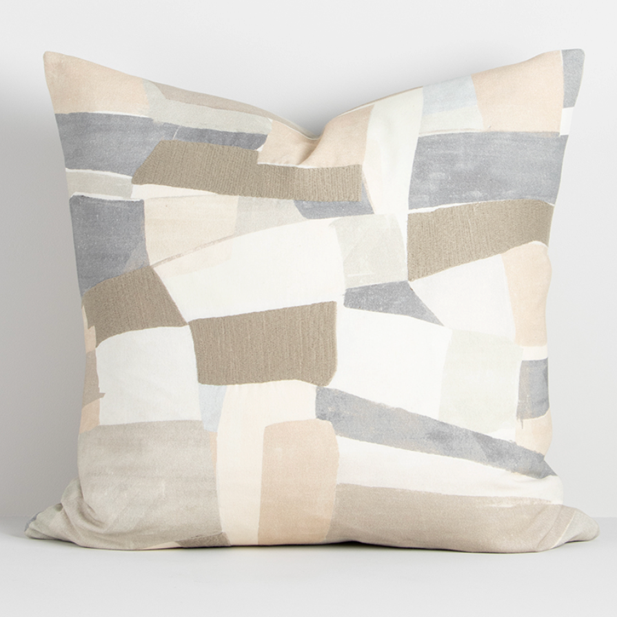 Lucio Cushion by Baya with warm-toned hand-painted abstract design