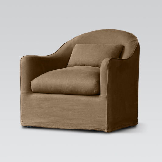 A relaxed, contemporary club chair with a soft linen-look finish and loose cover design, perfect for effortless everyday comfort.