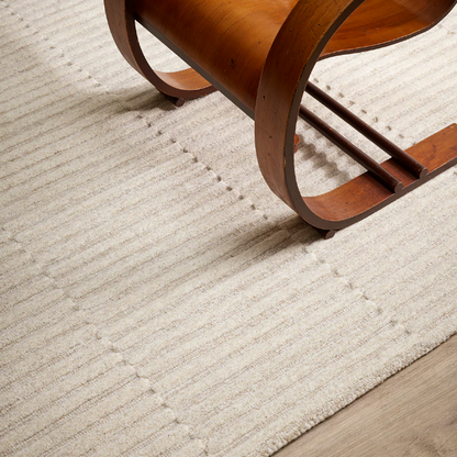 Anni wool rug in natural sand tone with textured linear pattern