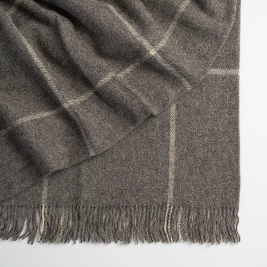Shop the Ranfurly wool throw 140x240cm – a thick, warm check design inspired by the Maniototo region, perfect for timeless styling and cosy living.