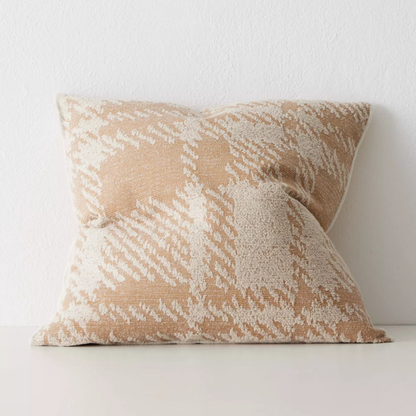 Sienne cushion with oversized check pattern and plush feather insert