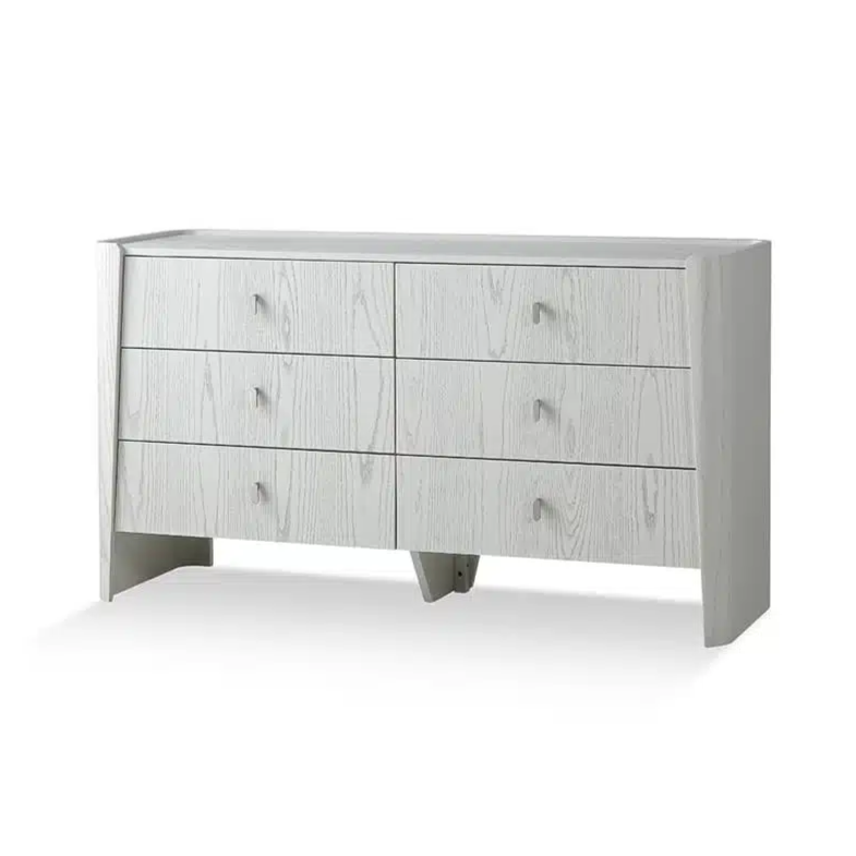 Elegant 6 Drawer Commode, grey/white commode, ash veneer storage, MDF furniture, contemporary dresser