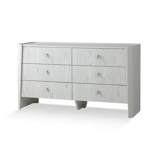 Elegant 6 Drawer Commode, grey/white commode, ash veneer storage, MDF furniture, contemporary dresser