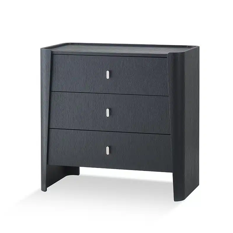 Elegant 3 Drawer Commode, black commode, oak veneer storage, modern bedroom furniture, contemporary dresser