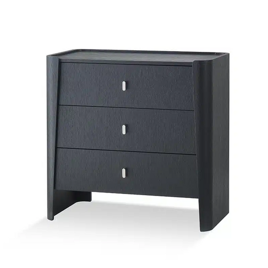 Elegant 3 Drawer Commode, black commode, oak veneer storage, modern bedroom furniture, contemporary dresser