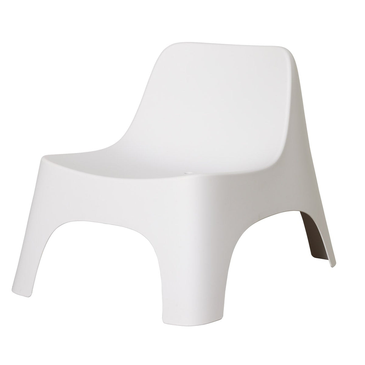 Shop the Ezy Outdoor Chair in White, a sleek, stackable outdoor chair with a compact armless design, UV protection, and durable construction.
