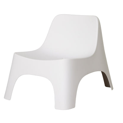 Shop the Ezy Outdoor Chair in White, a sleek, stackable outdoor chair with a compact armless design, UV protection, and durable construction.