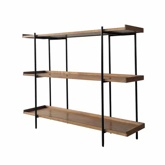 A sleek, industrial-style console featuring a black oak finish with a strong iron frame for a bold, modern look.