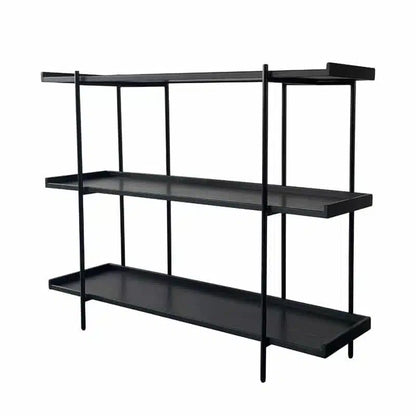 A sleek, industrial-style console featuring a black oak finish with a strong iron frame for a bold, modern look.