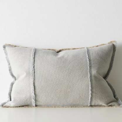 Shop the Adela cushion in 50x50cm or 40x60cm – a linen-cotton blend with textured weave and raw fringe detailing, perfect for layered contemporary styling.