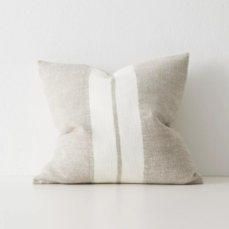 Shop the Ottavio 50x50cm cushion – a chunky striped linen-blend design, perfect for layered styling or as a relaxed, textural accent in your home.