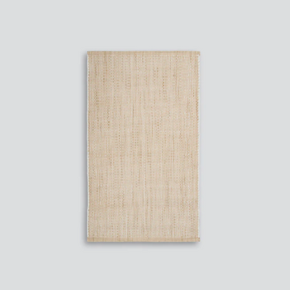 Eucalyptus entrance mat in soft green tones, handwoven from recycled PET yarn