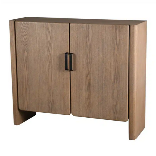 Malaga Sideboard, 2 door storage, ash veneer furniture, fir wood and iron sideboard, compact sideboard
