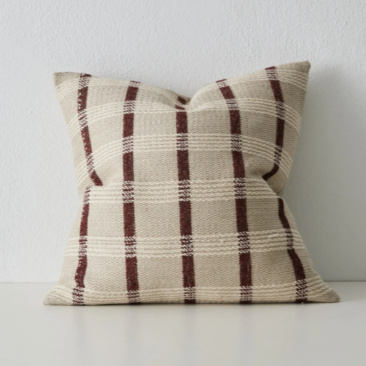 Marmaris Rosewood cushion with contemporary woven check – BLACK Concept Store
