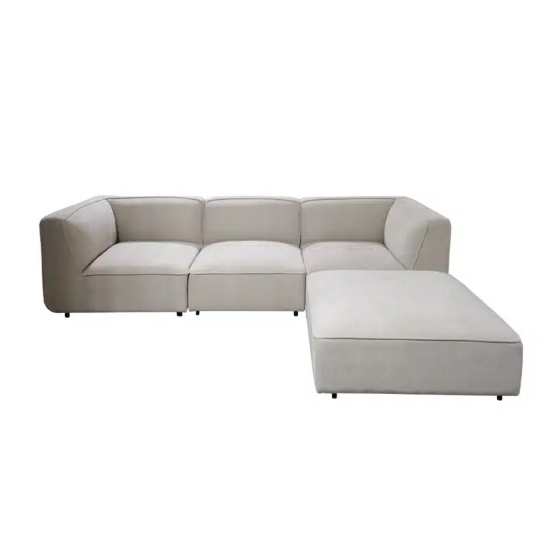 Montego Sofa, modular sofa set, 4-piece sofa, ottoman included, latte polyester sofa, modern lounge furniture