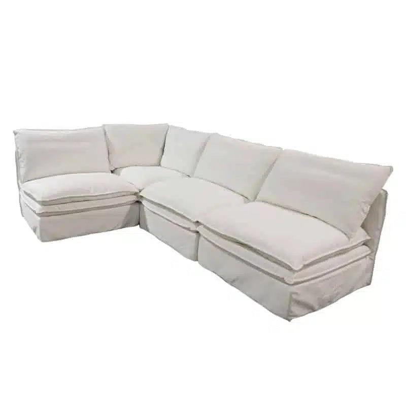 A spacious sectional sofa in a versatile grey linen blend, designed for relaxed comfort and modern living.
