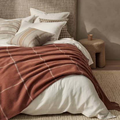 Shop the Ranfurly wool throw 140x240cm – a thick, warm check design inspired by the Maniototo region, perfect for timeless styling and cosy living.