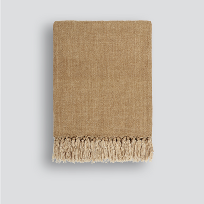 Light, natural-toned linen Millhouse Throw draped over a chair – BLACK Concept Store