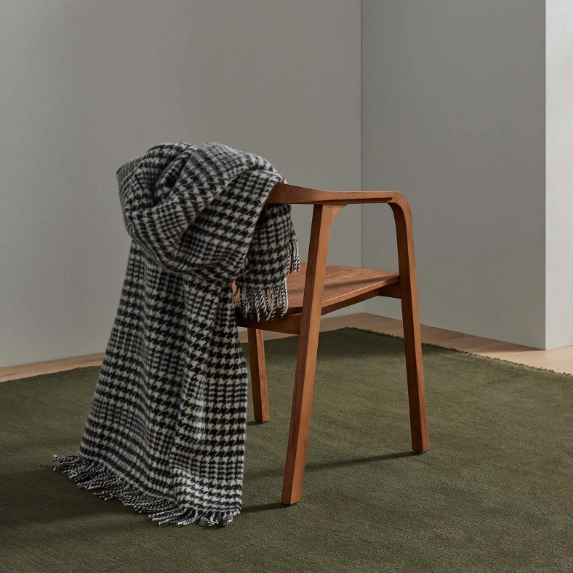 Helmsdale Midnight black and white houndstooth wool throw