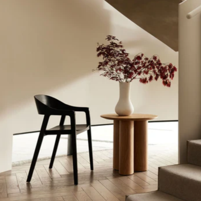 Nova Side Table with softly rounded edges and solid wood construction