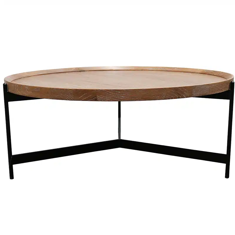Richmond Coffee Table with oak top and black iron legs