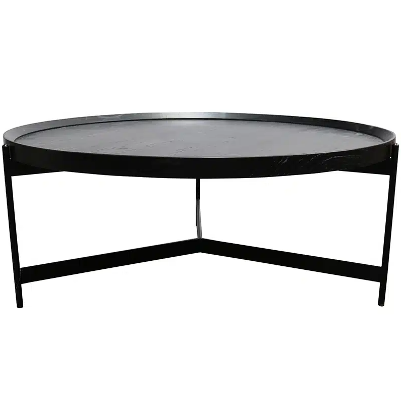 Richmond Coffee Table with oak top and black iron legs