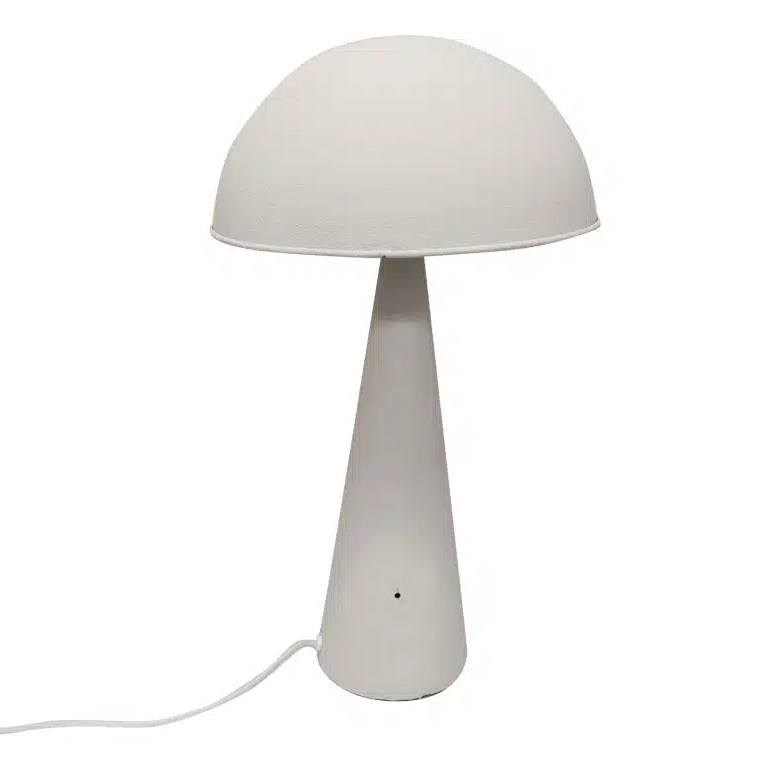 White table lamp with a dome-shaped shade 