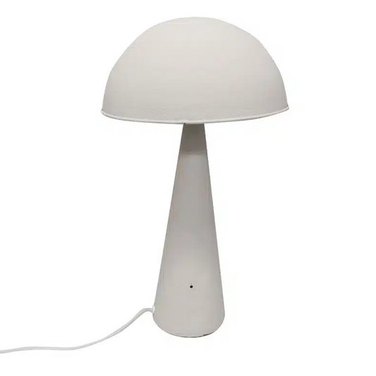 White table lamp with a dome-shaped shade 