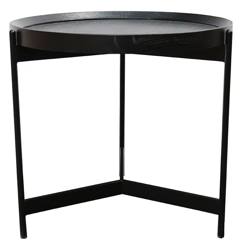Richmond Side Table with oak top and black iron legs