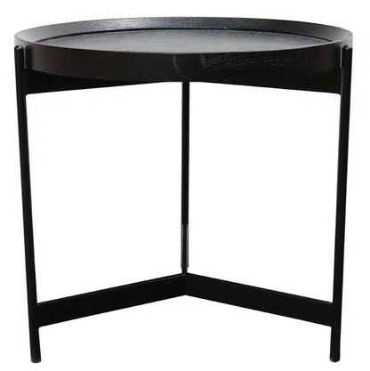 Richmond Side Table with oak top and black iron legs