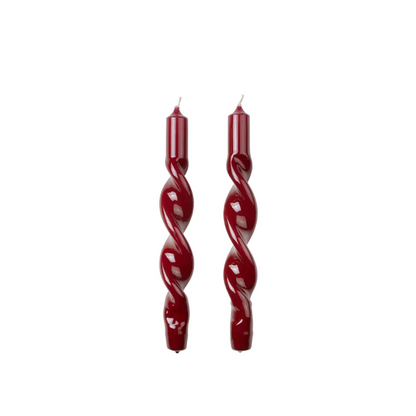 Boxed set of 2 Candles. Twist Design. Paraffin Wax