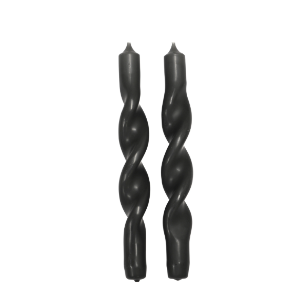 Boxed set of 2 Candles. Twist Design. Paraffin Wax